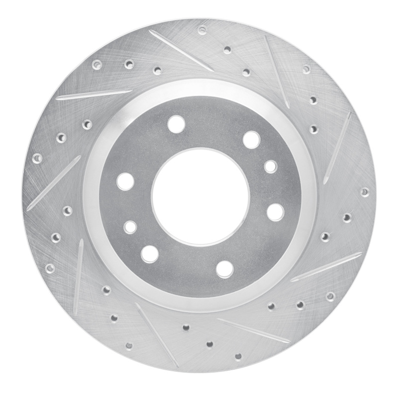 Buick Rainier Brake Rotor (1) - Front Right - R1 Concepts - Drilled & Slotted - Silver - `02-`05